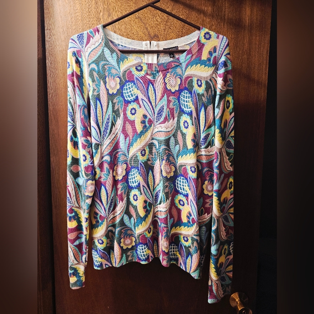 Women's Size L Talbot's  Colorful Patterned Long Sleeve Sweater SOFT - Picture 2 of 13